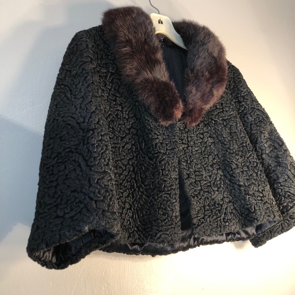 Peck & Peck Jackets & Blazers - Shearling Vintage Crop Coat with Mink Fur Collar